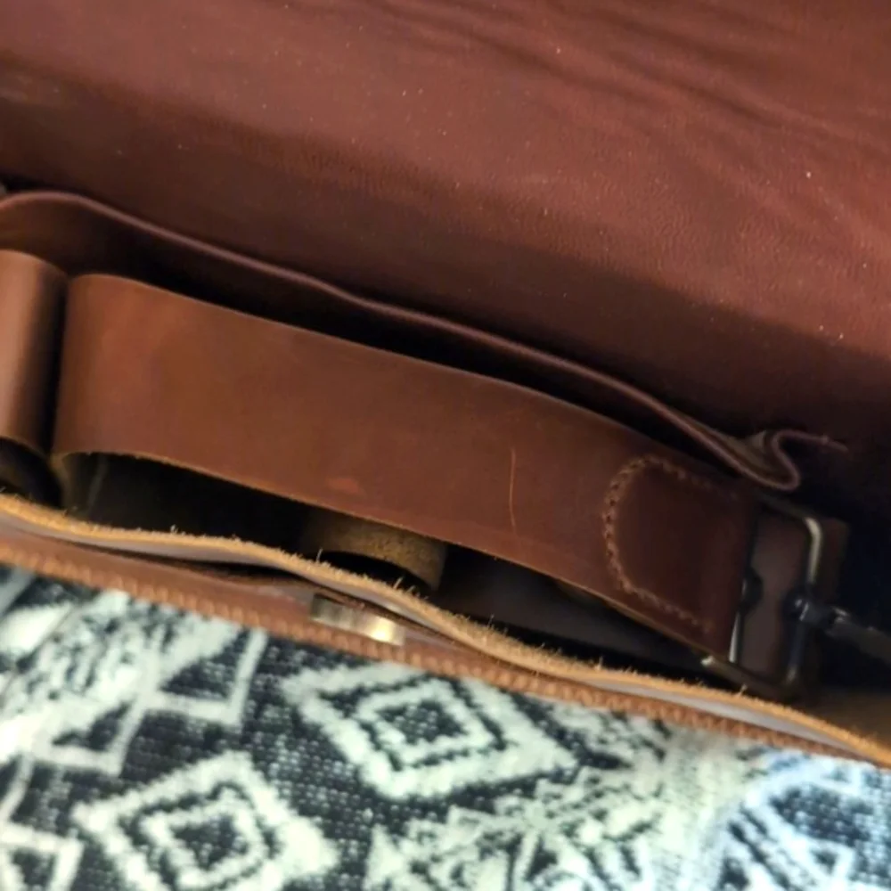 Handmade Elegant Brown Leather Crossbody Bag with Gold Accents
